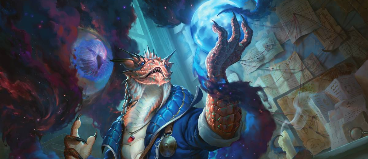 se ve una maga con rasgos demoniacos rodeada de fuego